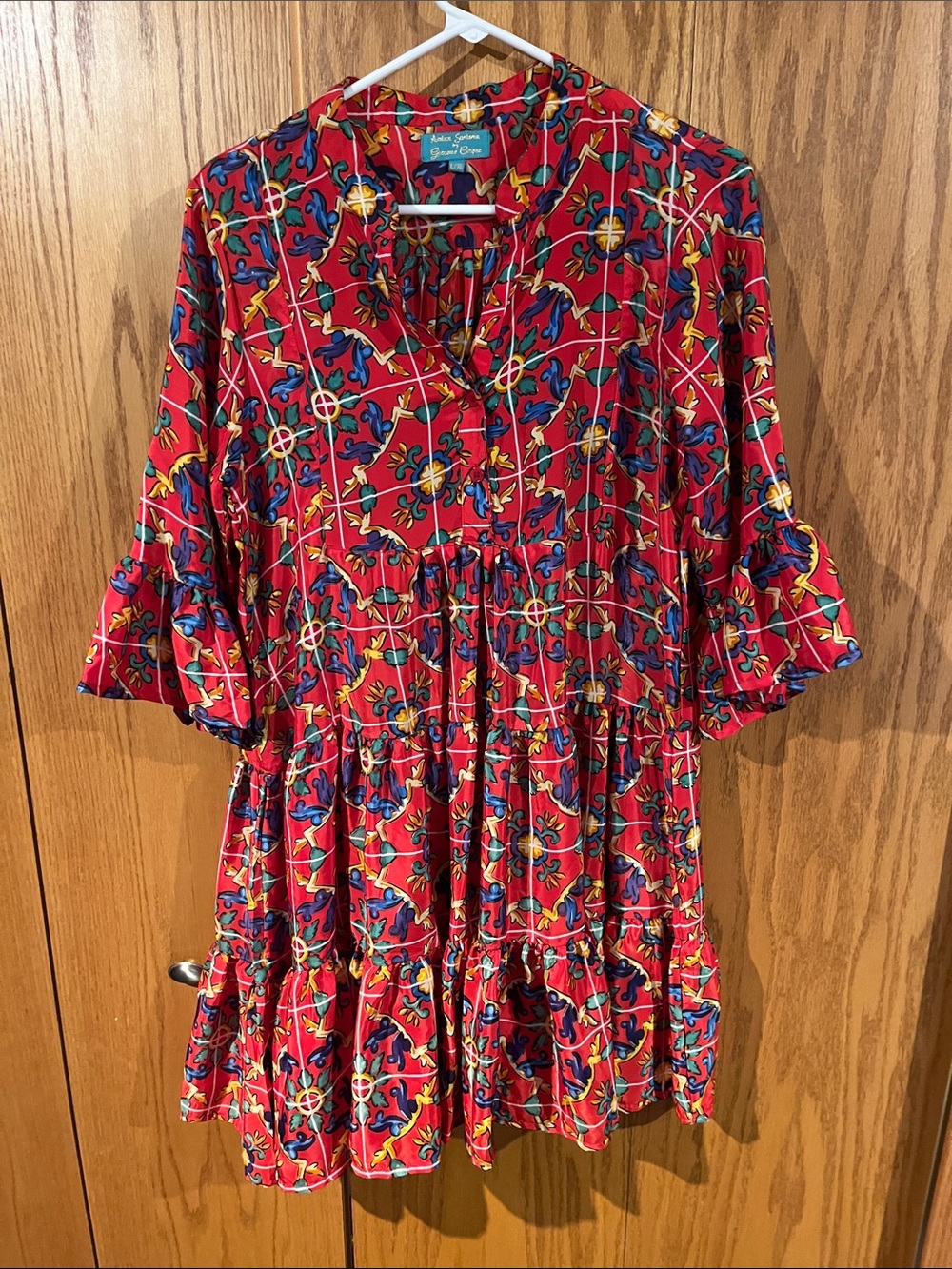 Girls' Red Floral Tiered Casual Dress by Love Tree